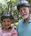 Elderly biking couple